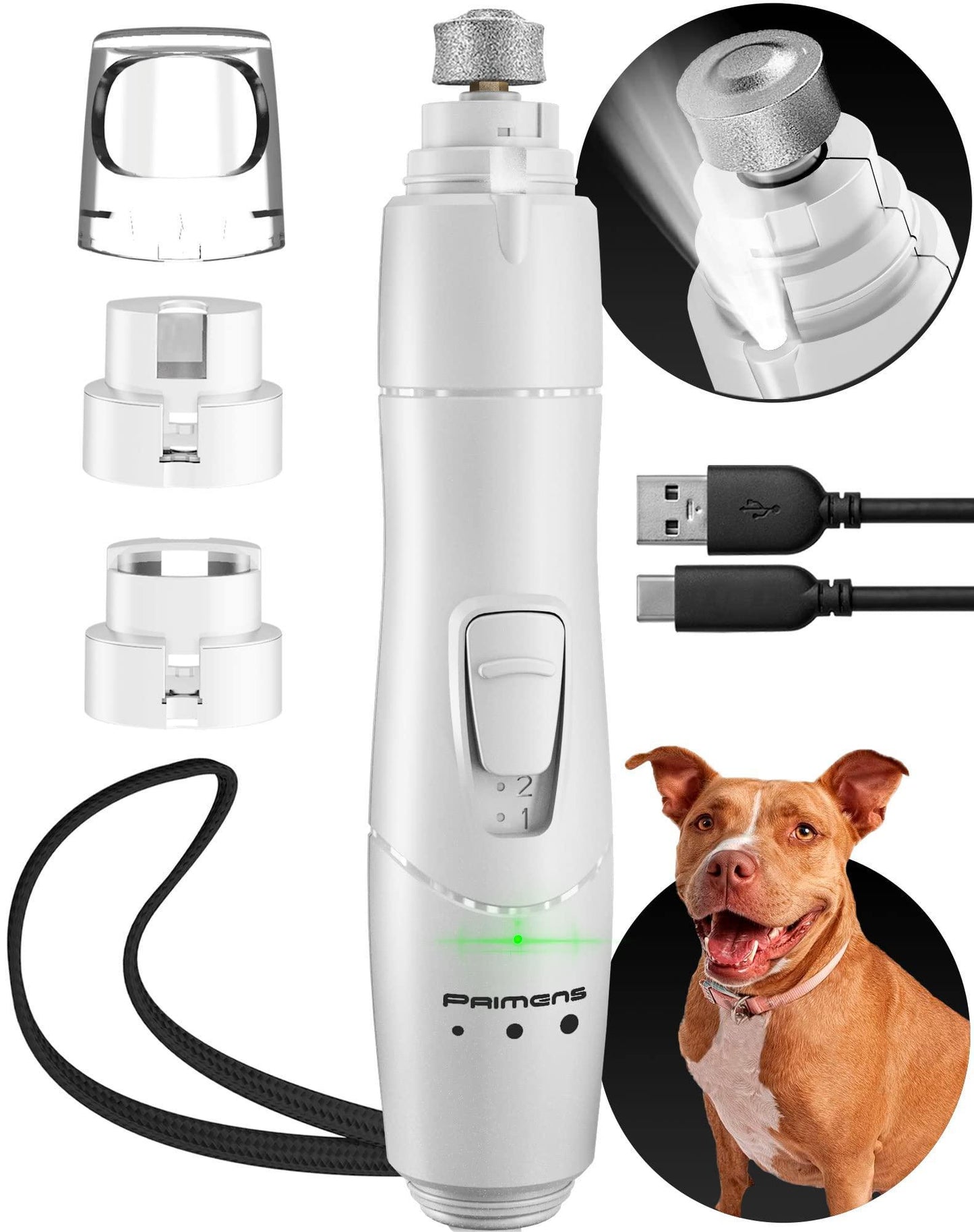 Dog Nail Grinder with LED Light Rechargeable Dog Nail Grinder for Large Dogs