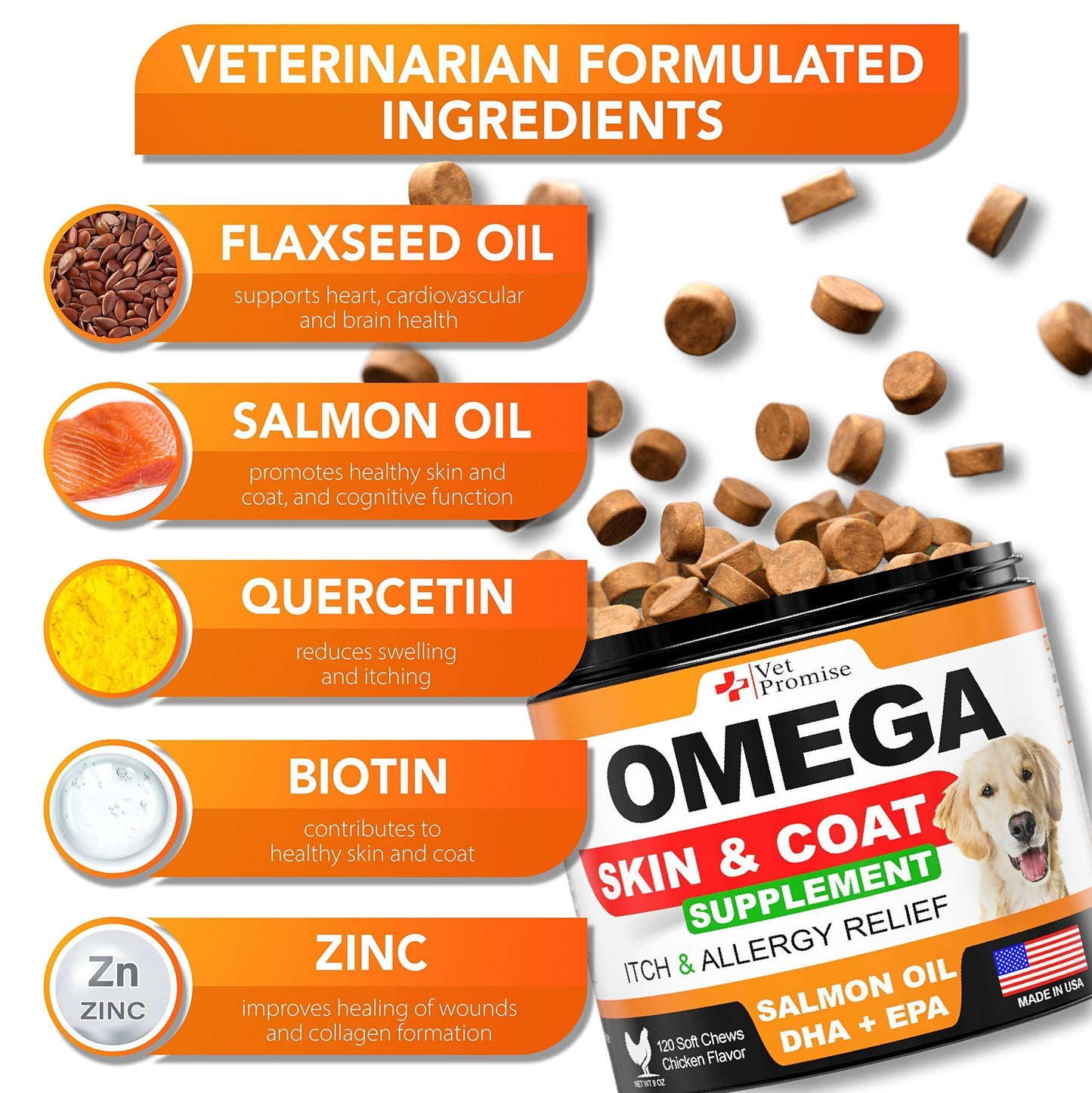 Omega 3 for Dogs   Dog Skin and Coat Supplement   Fish Oil for Dogs Chews