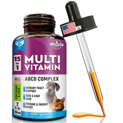 Cat & Dog Multivitamin Liquid with Glucosamine & Cranberry  15 in 1 Health