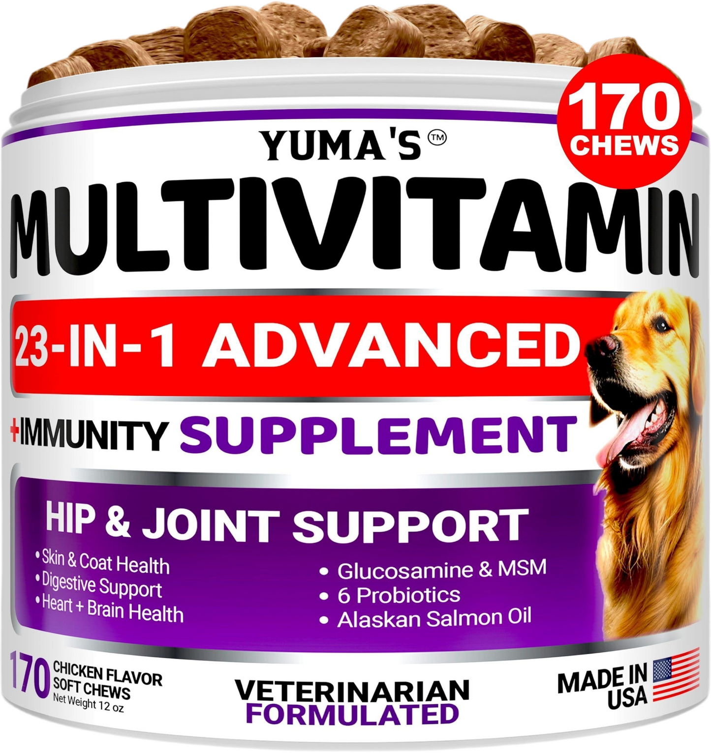 Dog Multivitamin Chewable with Glucosamine   Dog Vitamins and Supplements   170