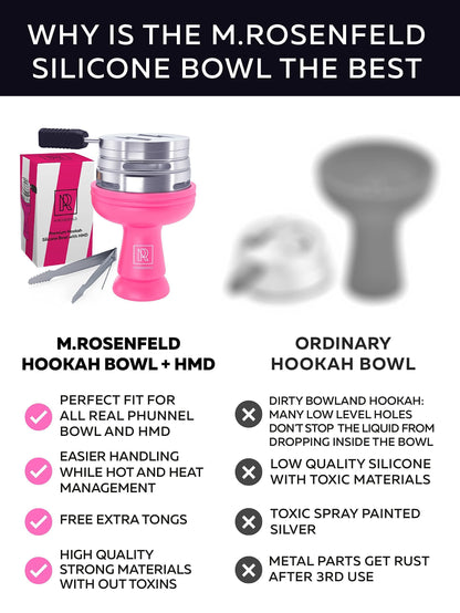 M. ROSENFELD Pink Hookah Bowl Set Silicone – Premium Shisha Bowl Phunnel Hookah