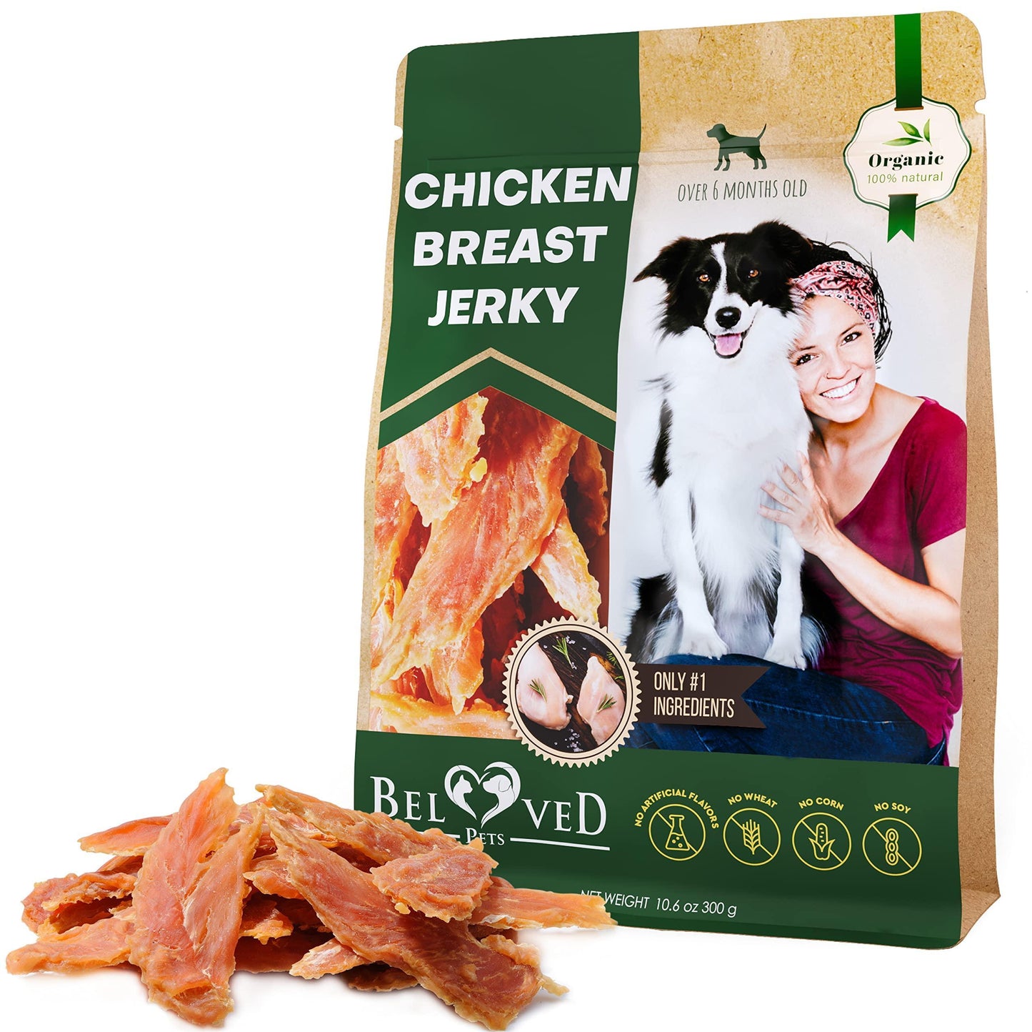 Chicken Jerky Dog Treats & All Natural and Organic Healthy Snacks for Large &