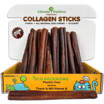 Collagen Sticks 100% Natural Beef Dog Chews 6” Premium Dog Treats for Training