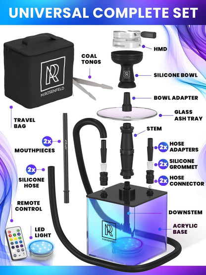 Shadow Black Hookah 2 Hose Hookah Set   YADO Square Shadow Black