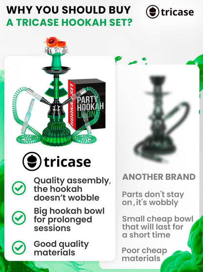 Green Hookah set with everything   Hookah Set 2 Hose Hookah – LilOne