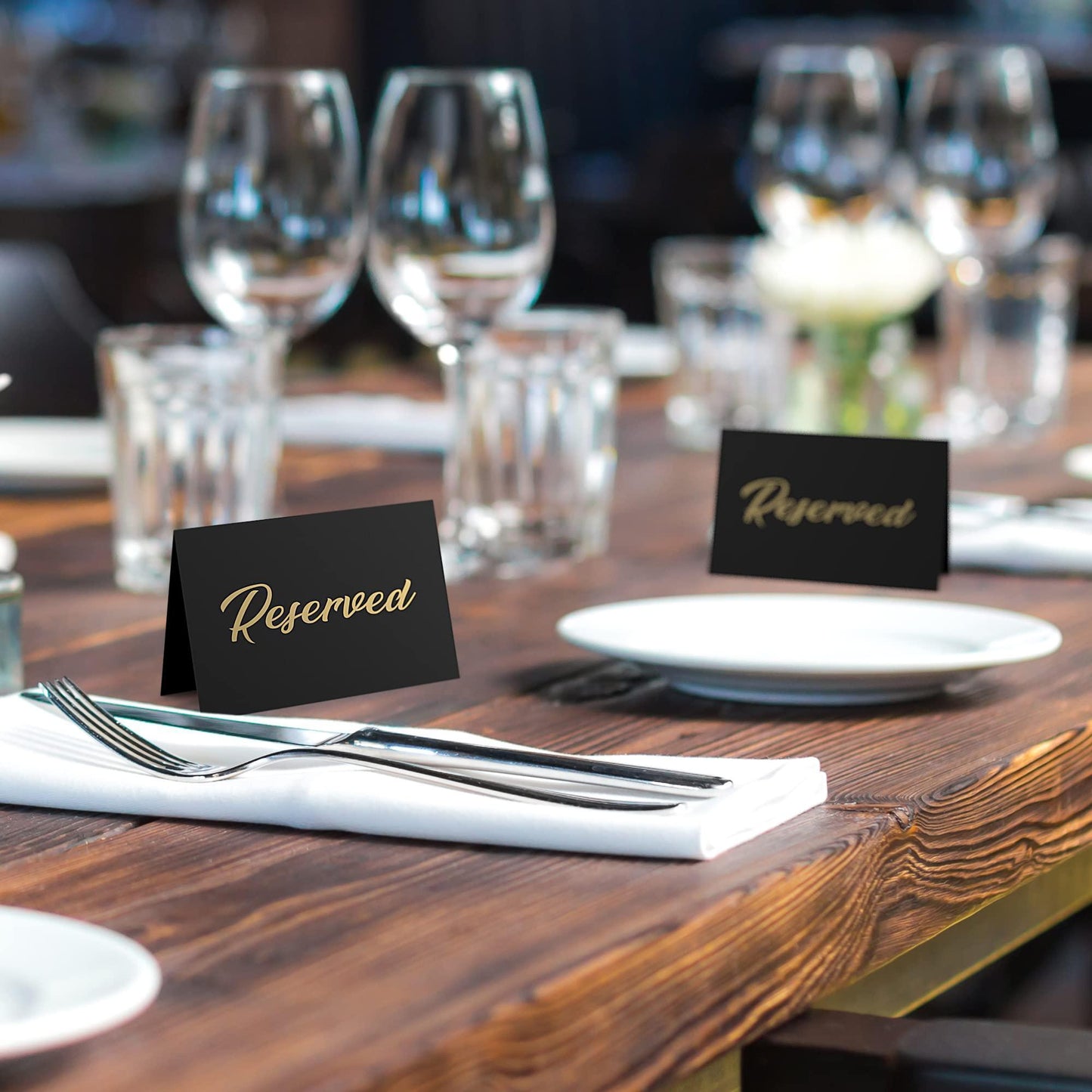 10 Pack Black Reserved Table Signs for Wedding   Gold Foil Reserved Seating