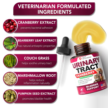 Natural UTI Drops for Cats & Dogs with Cranberry   Advanced Bladder & Kidney