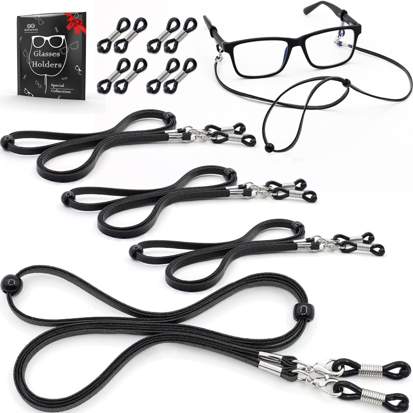 Eyeglass Strap Holders   Premium ECO Leather Eye Glass String Strap   Eyeglass