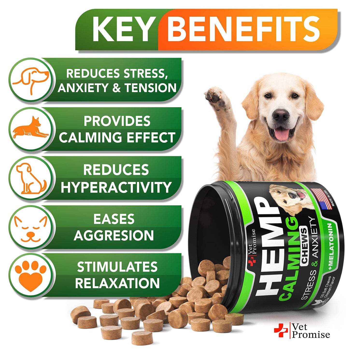 Hemp Calming Chews for Dogs with Anxiety and Stress   Dog Calming Treats   Dog