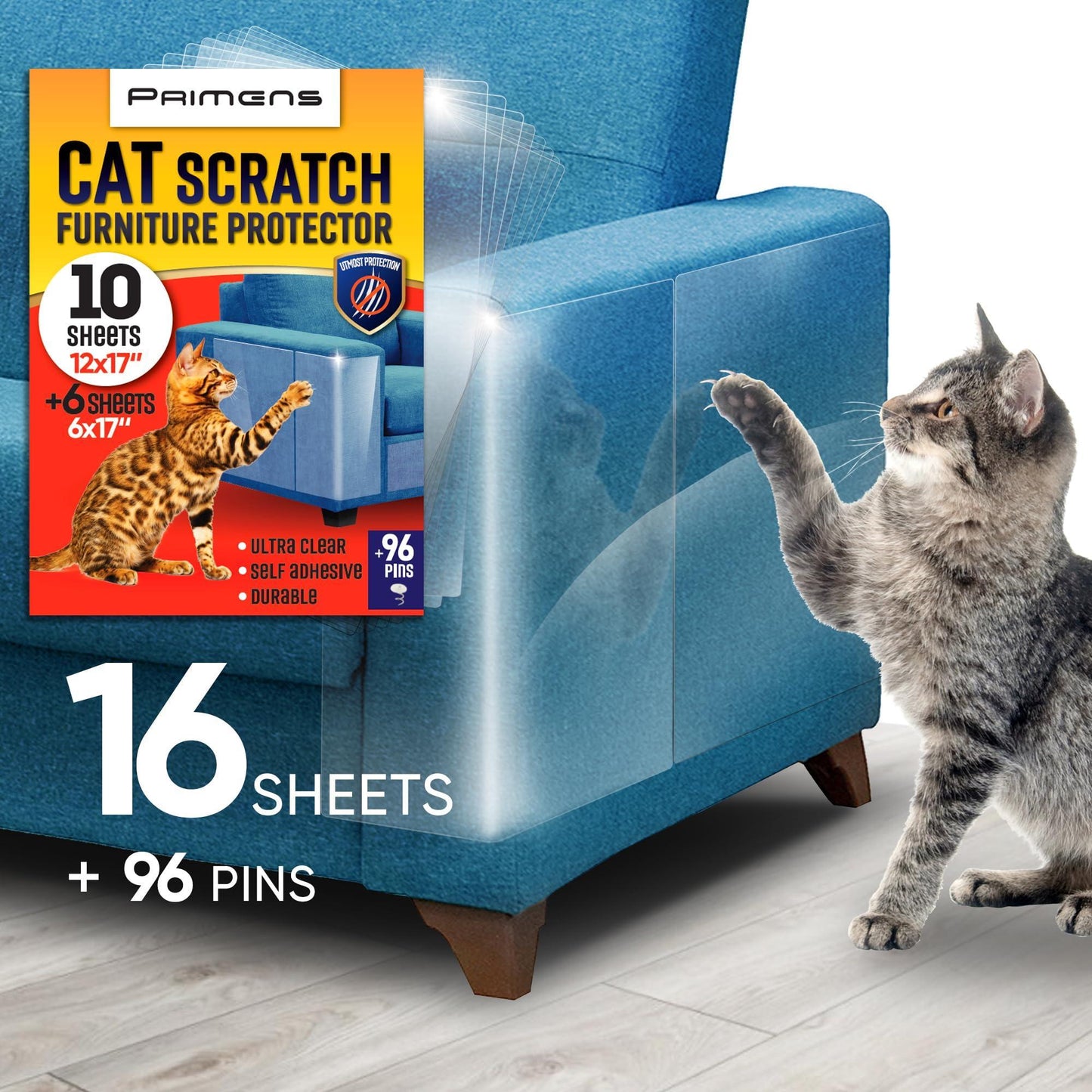 Heavy Duty Cat Scratch Deterrent Furniture Protectors for Sofa Doors Clear