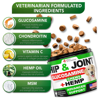 Hemp Hip and Joint Support Supplement for Dogs   Glucosamine for Dogs   Dog