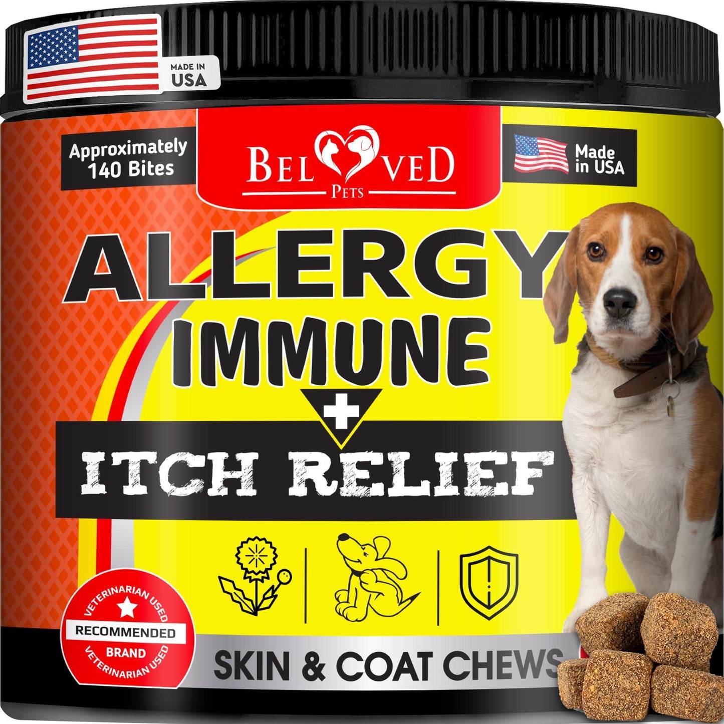 Dog Anti Itch & Allergy Relief Chews   Dry Itchy Skin & Hot Spot Treatment with