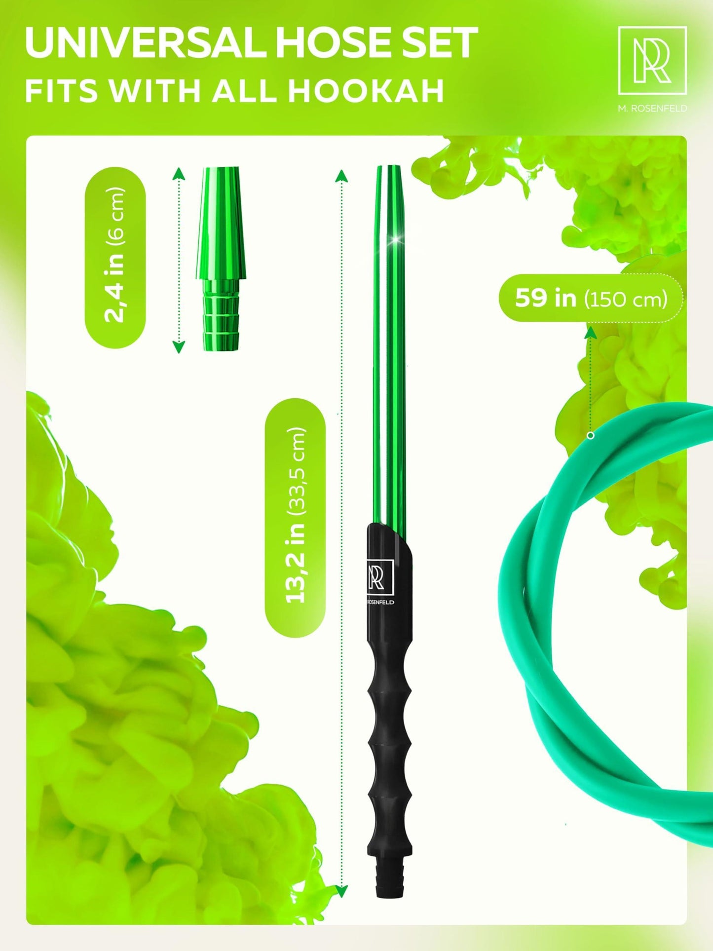 Hookah Hose Green with Hookah Adapter & Mouthpiece   Cleanable Green Hookah