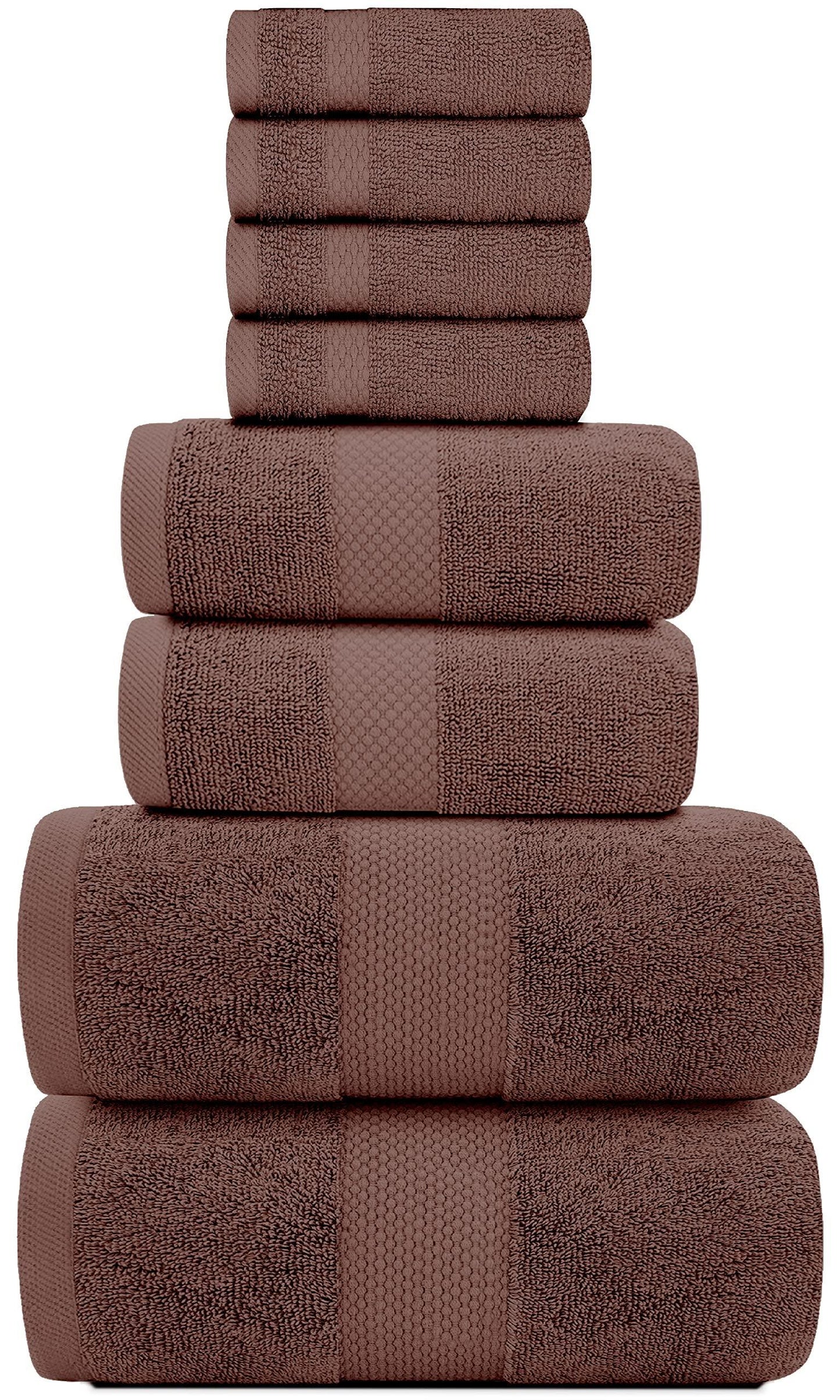 Luxury Brown Bath Towel Set   Combed Cotton Hotel Quality Absorbent 8 Piece