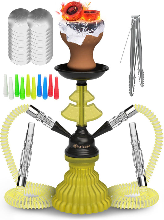 Neon Yellow Hookah Set 2 Hose Hookah – LilOne 12” Neon Yellow Mini Hookah Combo