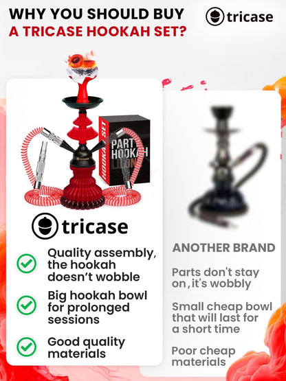 Black Red Hookah set with everything   Hookah Set 2 Hose Hookah – LilOne