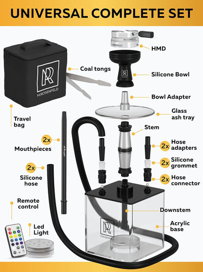 Hookah 2 Hose Hookah Set   YADO Square Hookah To Go with Hookah Charcoal Holder