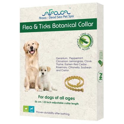 Arava Flea & Tick Collar   for Dogs & Puppies   Length 22''   11 Natural Active