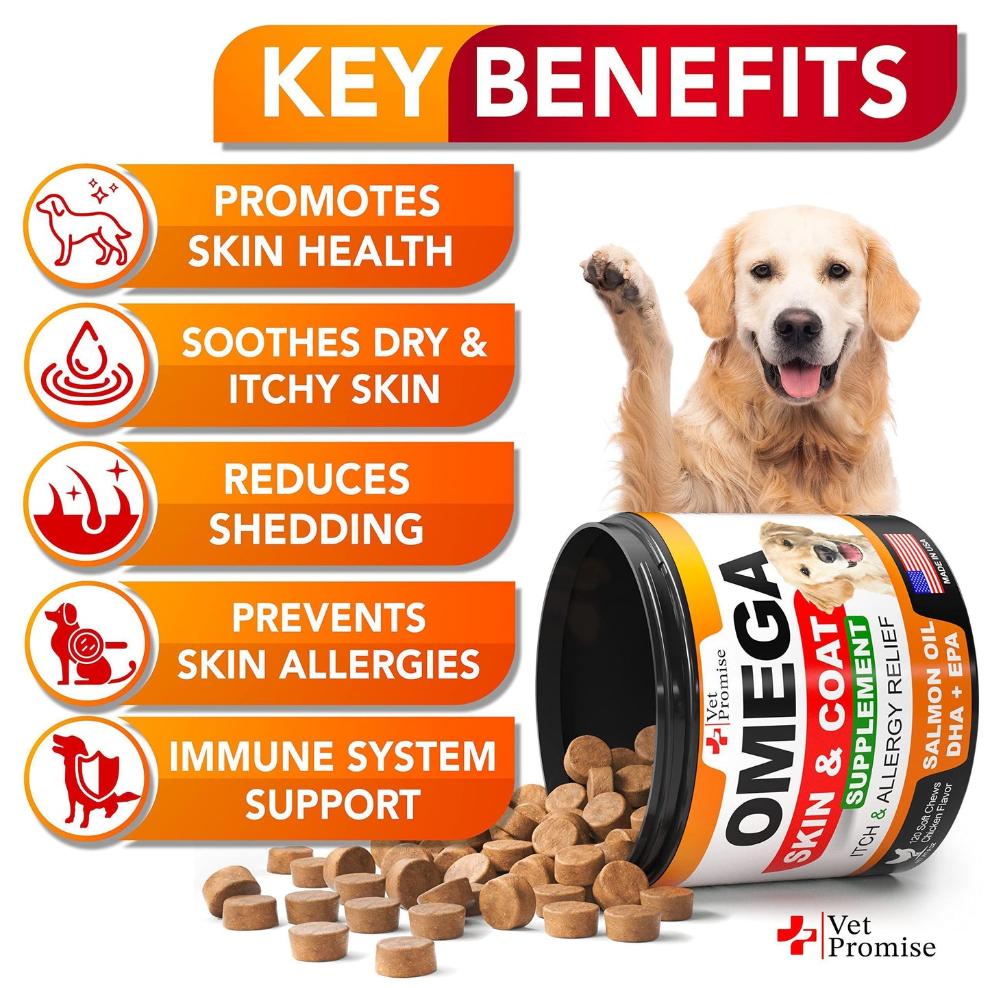 Omega 3 for Dogs   Dog Skin and Coat Supplement   Fish Oil for Dogs Chews