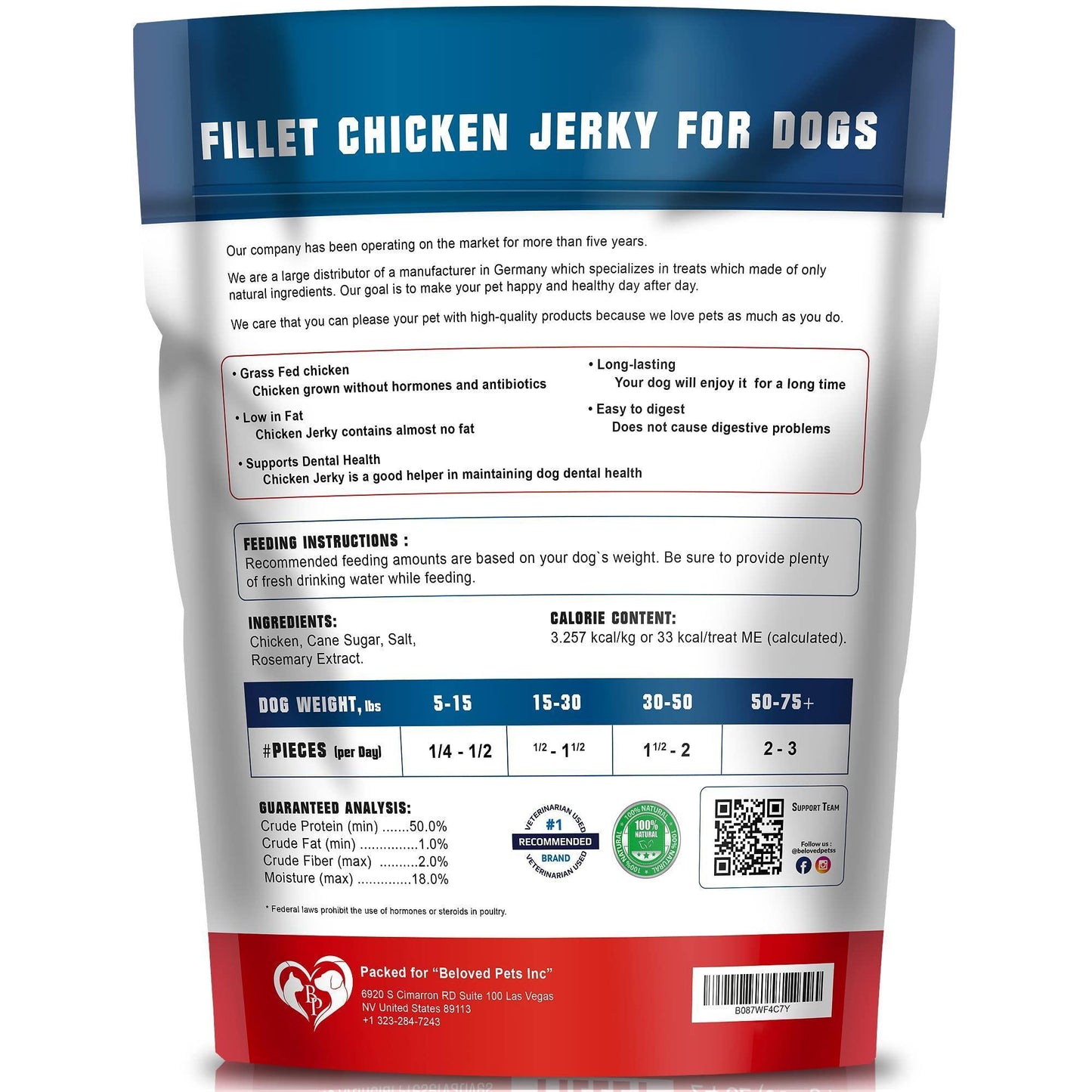 Chicken Jerky Dog Treats 1.5 Lb   Human Grade Pet Snacks & Grain Free Organic