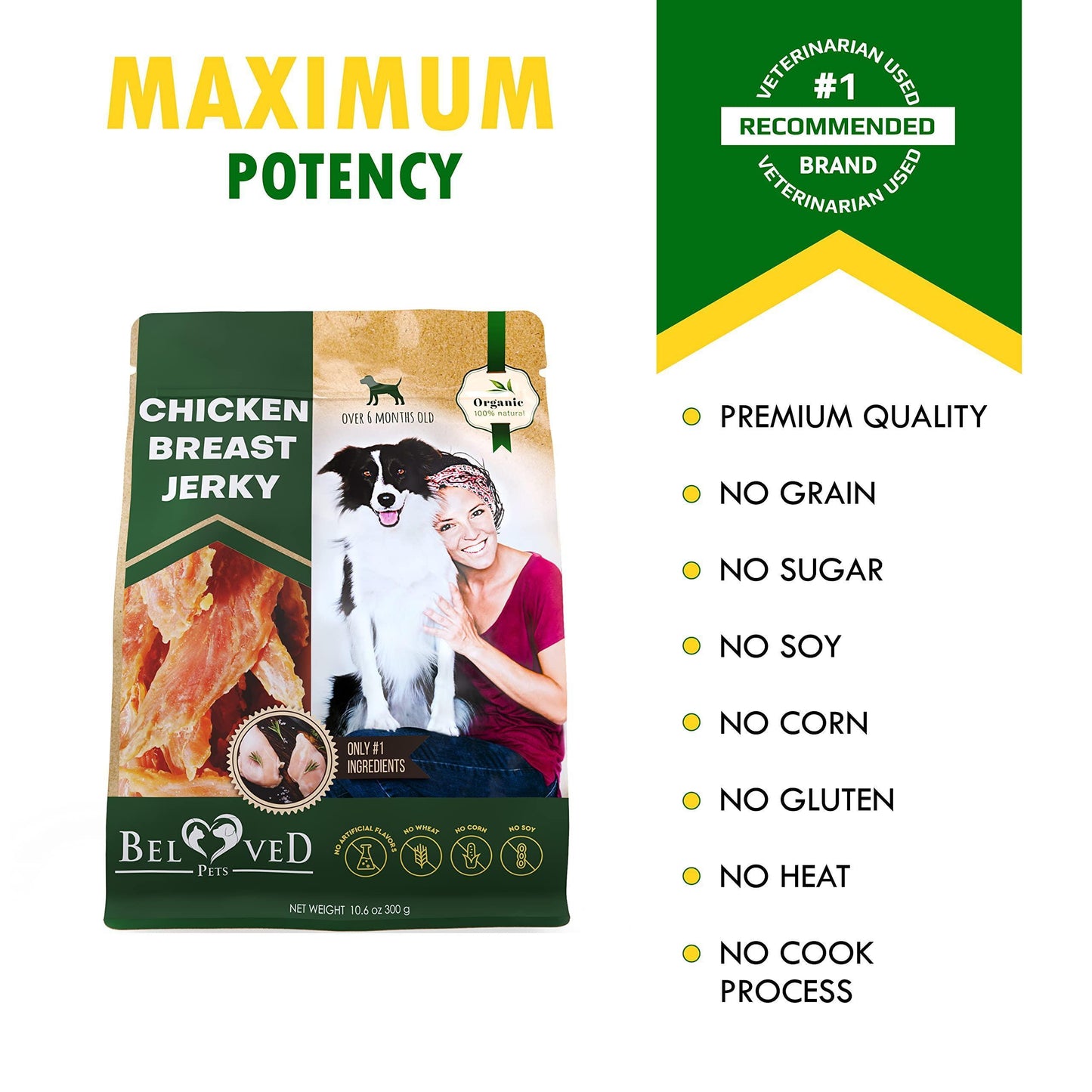 Chicken Jerky Dog Treats & All Natural and Organic Healthy Snacks for Large &