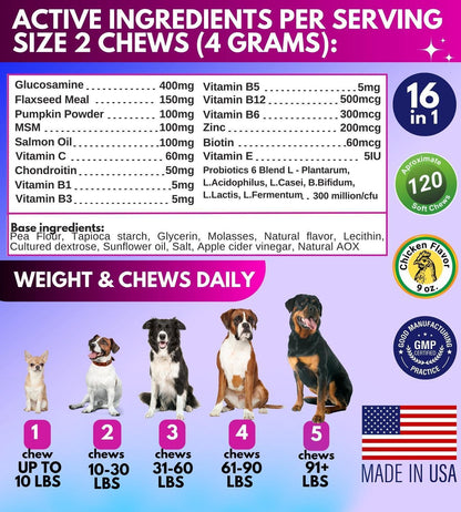 Dog Multivitamin Chewable with Glucosamine 16 in 1   Dog Vitamins and