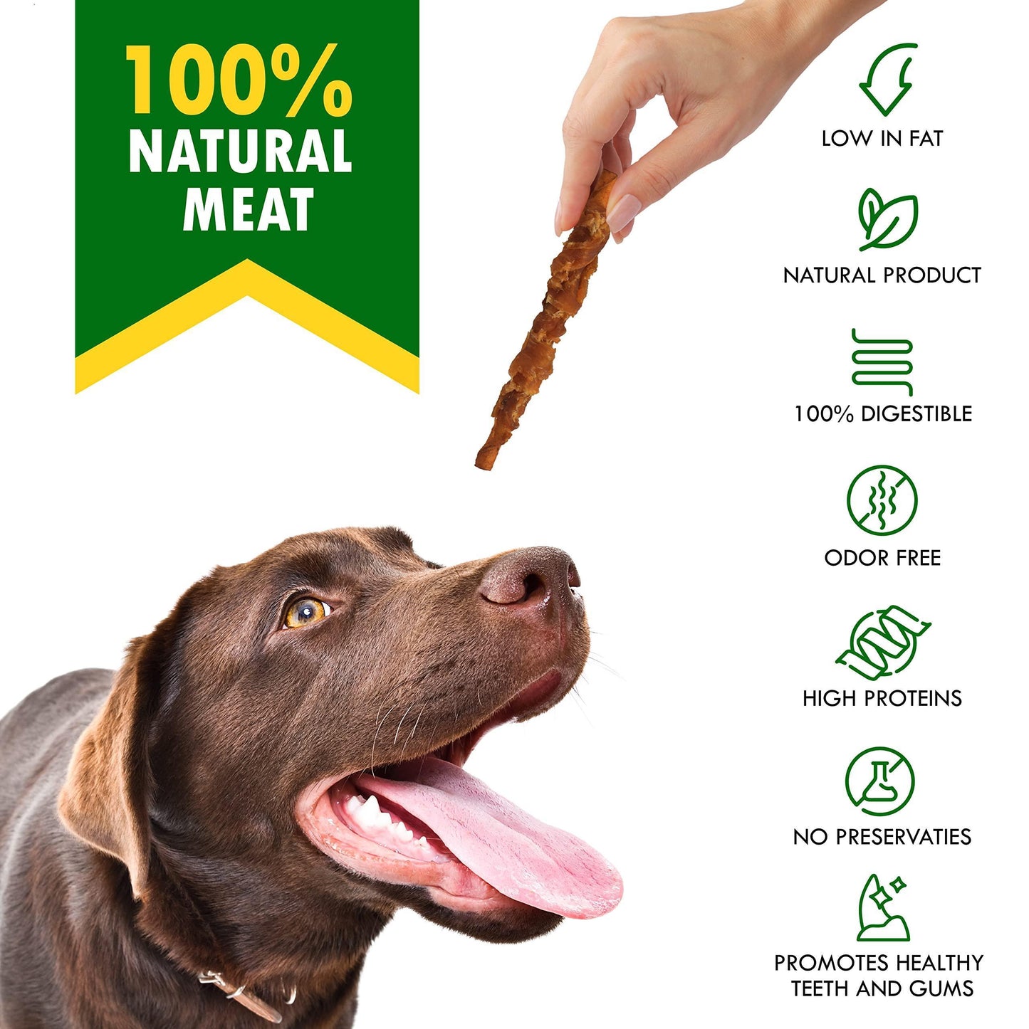 Dog Smoked Rawhide Sticks Wrapped Chicken & Pet Natural Chew Treats   Grain