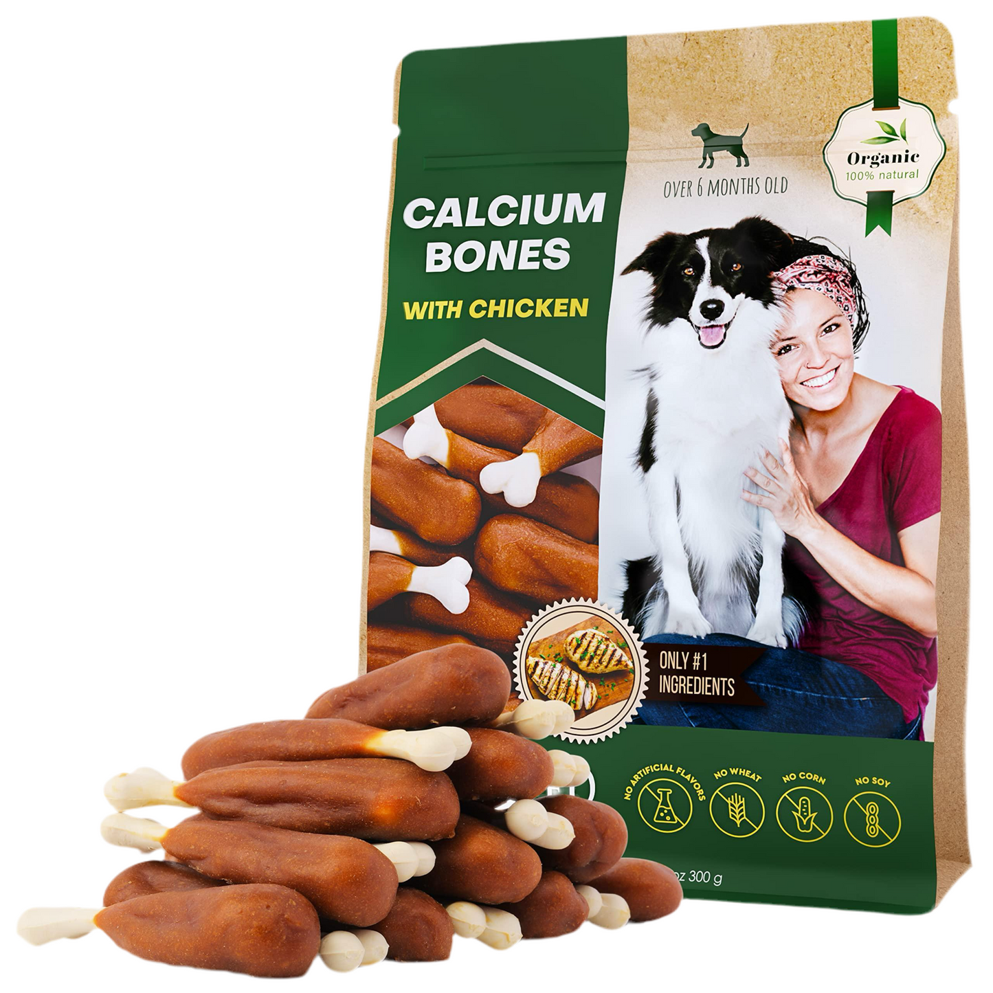 Dog Calcium Bones Wrapped Chicken & Rawhide Free Chew Treats   Pet Healthy