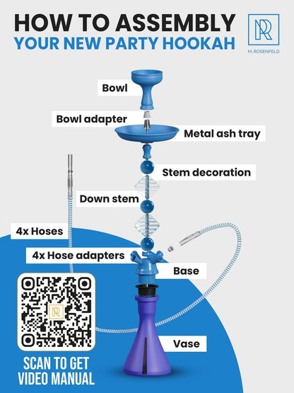 Blue 4 Hose Hookah Set with Everything   Portable   good for traveling