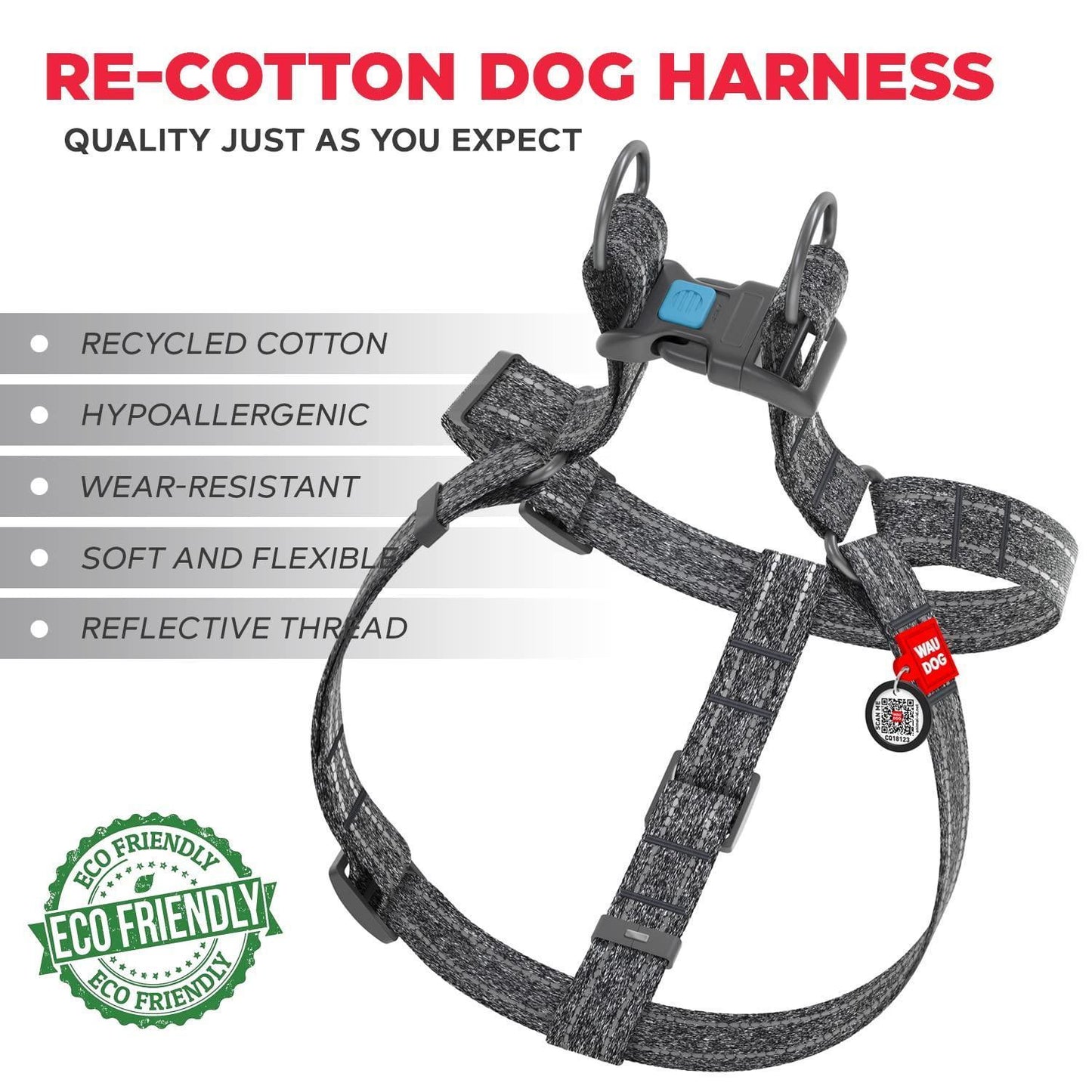 Re Cotton Dog Harness Eco Friendly Dog Harness for Small Dogs Medium & Large