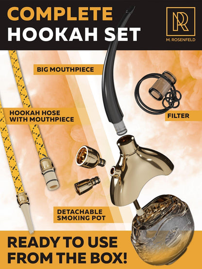 Golden Portable Hookah Set With Everything   Mini Hookah   Small Hookah Set For