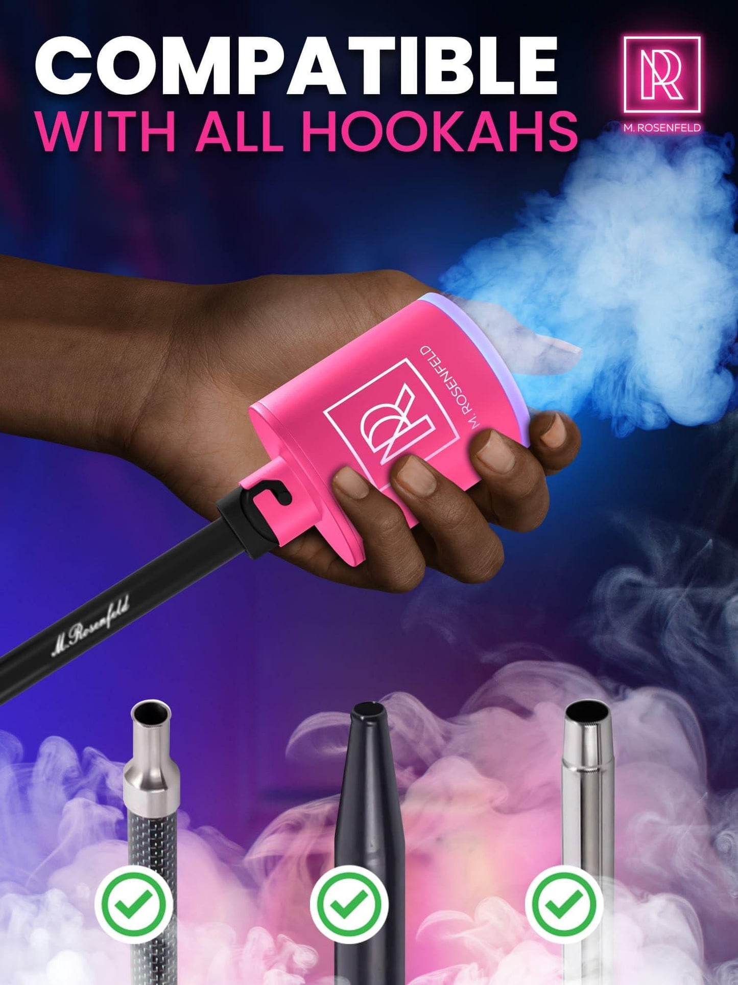 Pink Hookah Pump with 1300 mAh Rechargeable Battery   Electric Hookah Air Pump