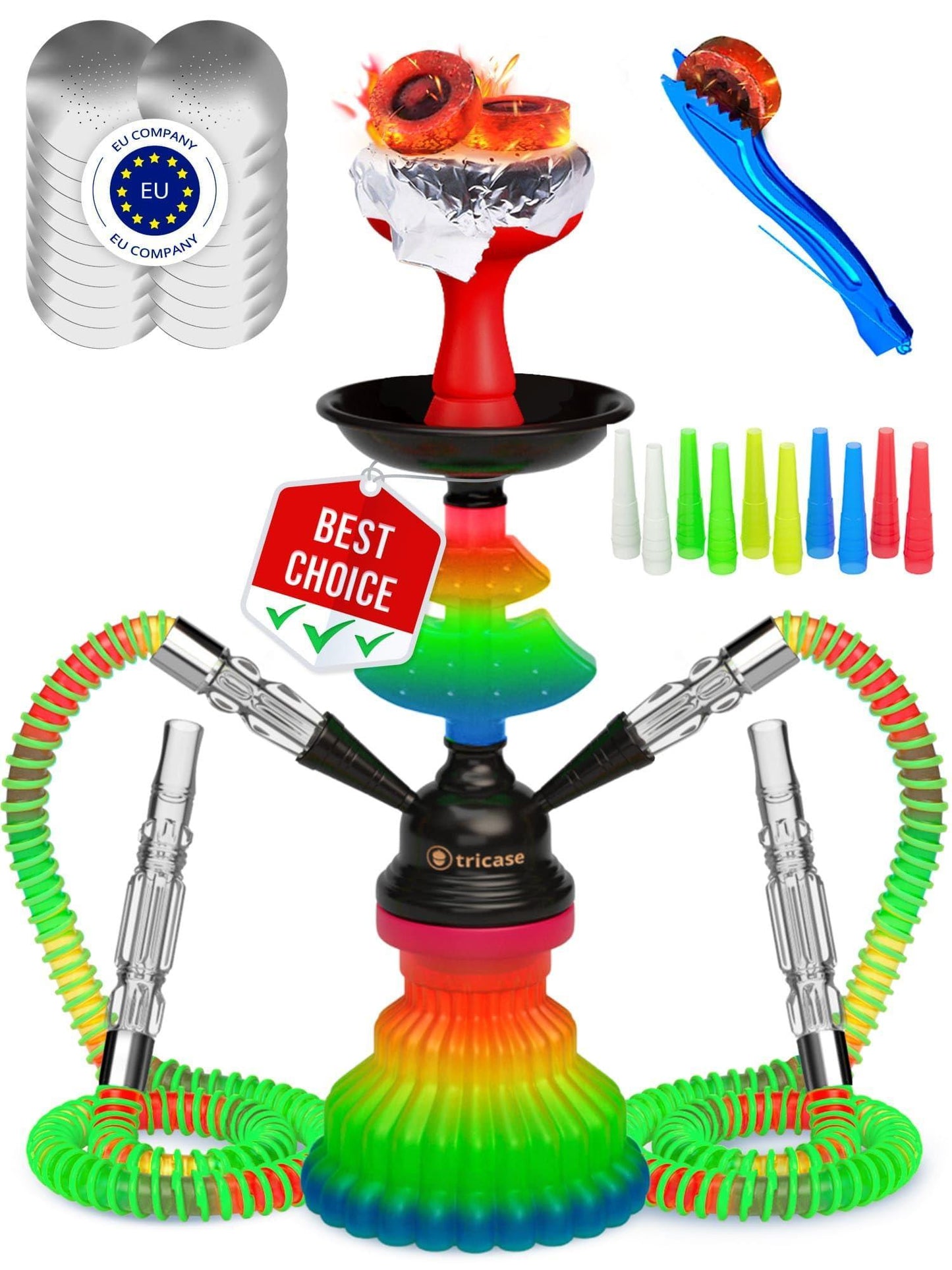 Rasta Hookah set with everything   Hookah Set 2 Hose Hookah – LilOne