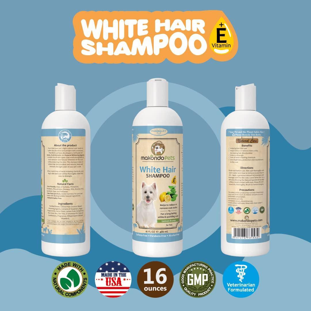 Dog Whitening Shampoo– for Dogs with White Light Colored Hair Coat Fur–White