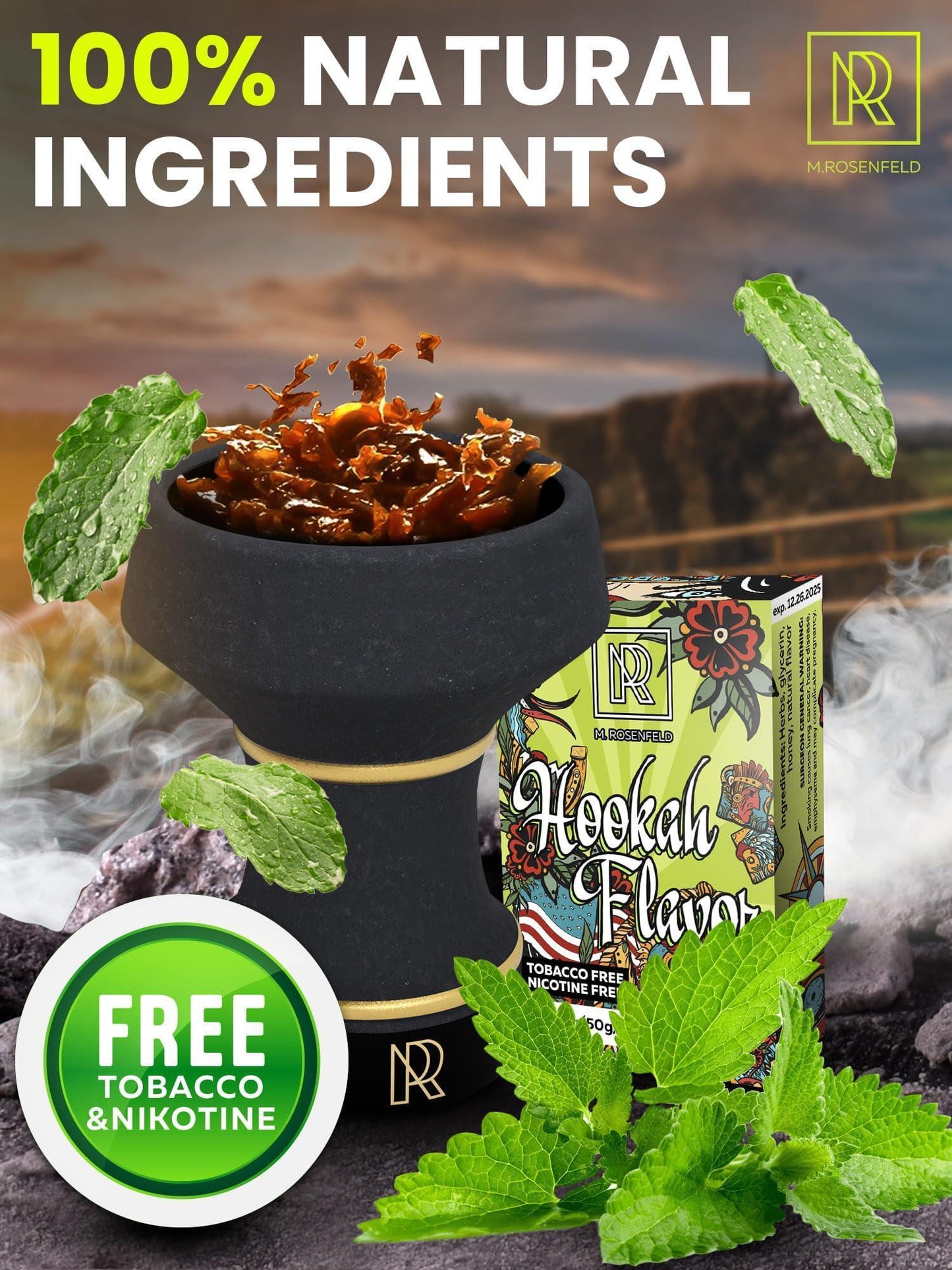 Hookah Flavors Mint   176 ounce (50 gram) Hookah Shisha Tobacco Free Molasses