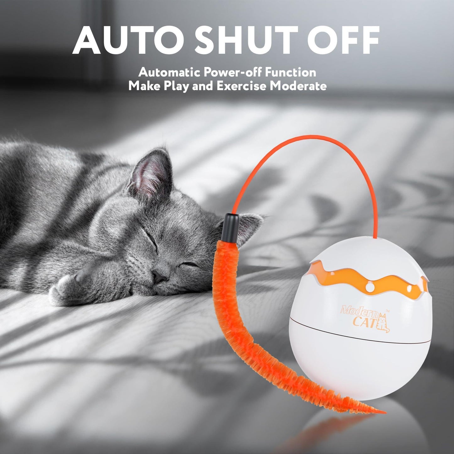 PUREVACY Interactive Cat Toy Dino Egg White Automatic Toy with 360 Degree