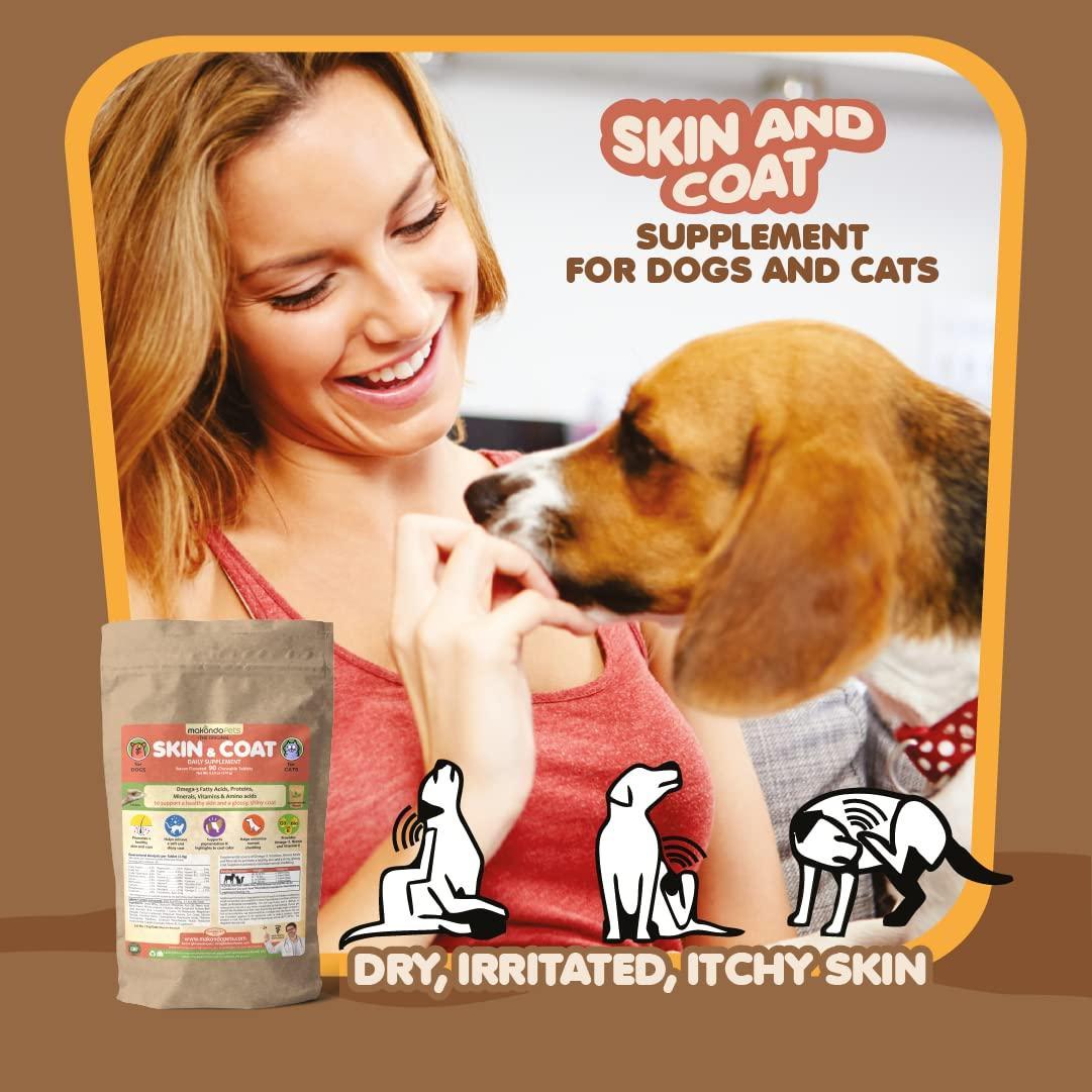 Skin and Coat Supplement with Fish Oil for Dogs & Cats. Dog Itch Relief with