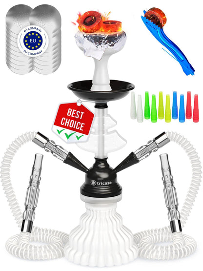 White Hookah set with everything   Hookah Set 2 Hose Hookah – LilOne