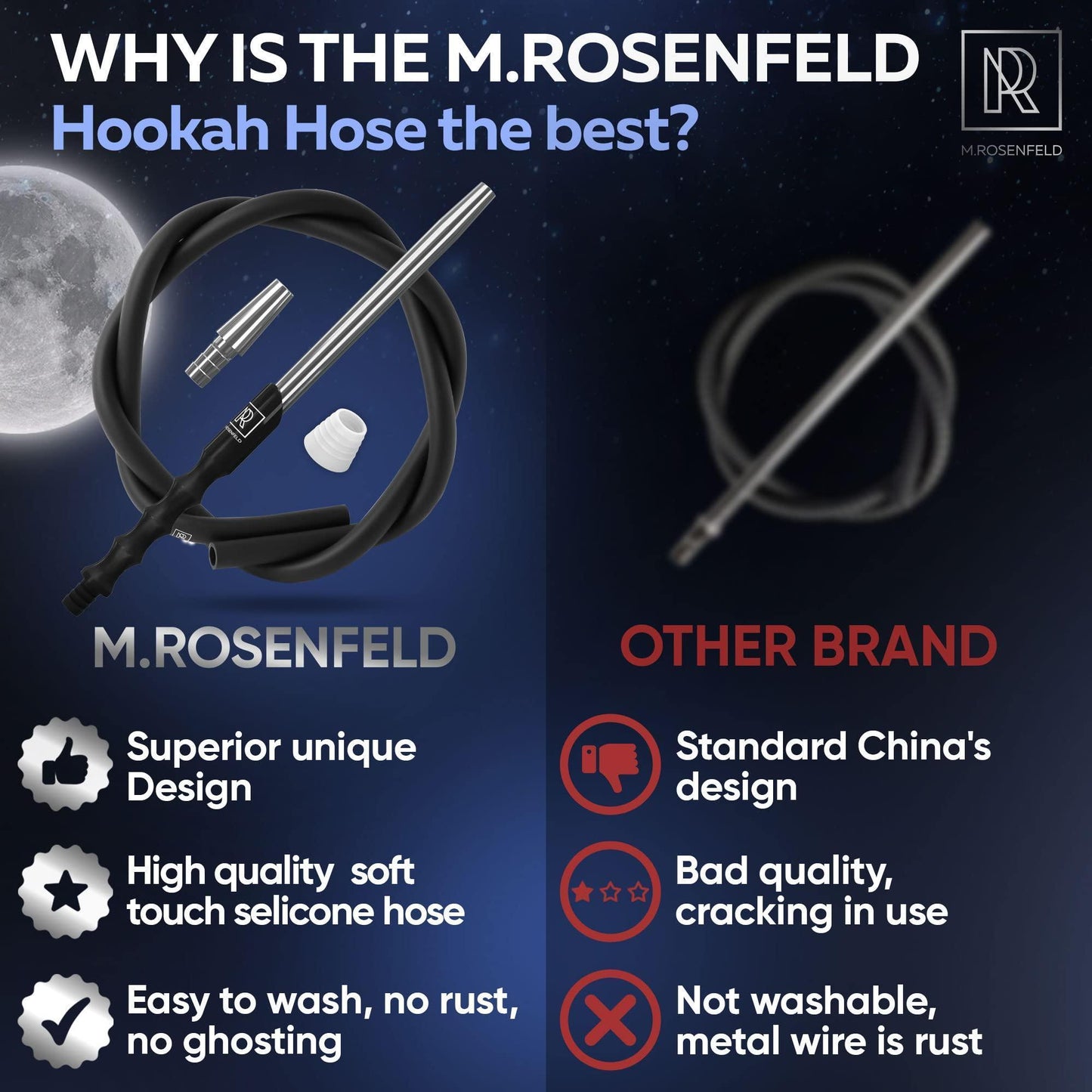 M. ROSENFELD Hookah Adapter & Mouthpiece   Cleanable Hookah Hose Silicone (60