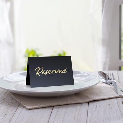 10 Pack Black Reserved Table Signs for Wedding   Gold Foil Reserved Seating