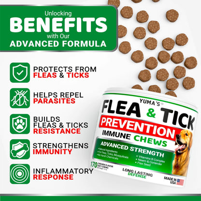 Flea and Tick Prevention for Dogs Chewables   170 Treats   Natural Dog Flea and