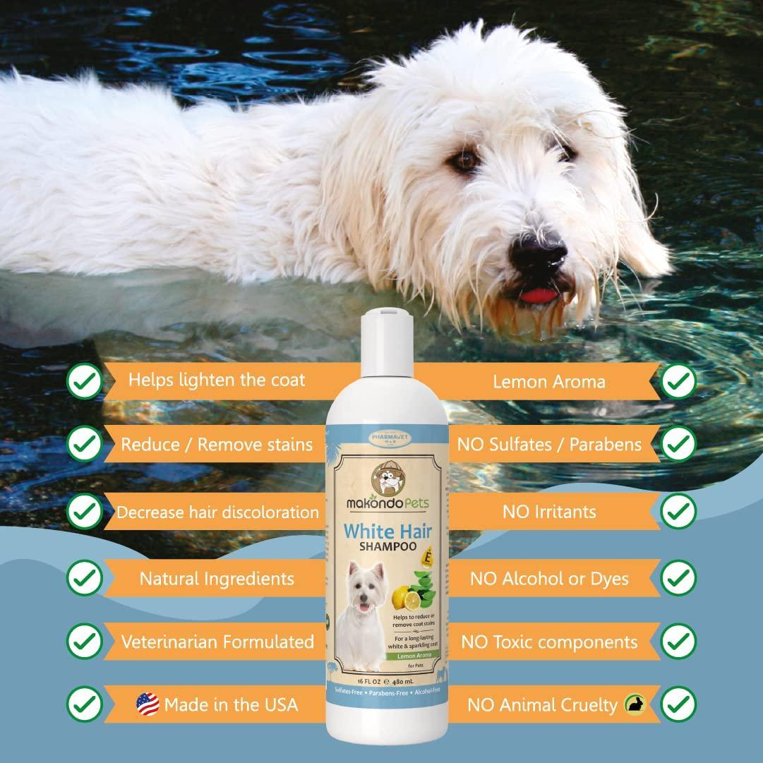 Dog Whitening Shampoo– for Dogs with White Light Colored Hair Coat Fur–White