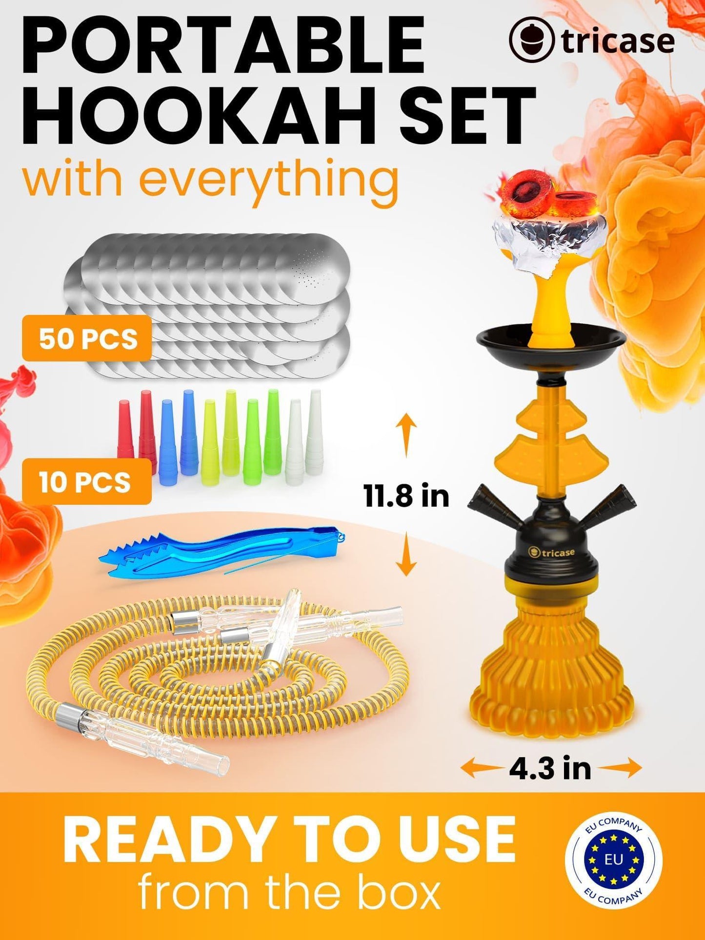 Yellow Hookah set with everything   Hookah Set 2 Hose Hookah – LilOne