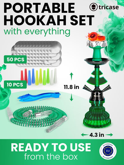 Green Hookah set with everything   Hookah Set 2 Hose Hookah – LilOne