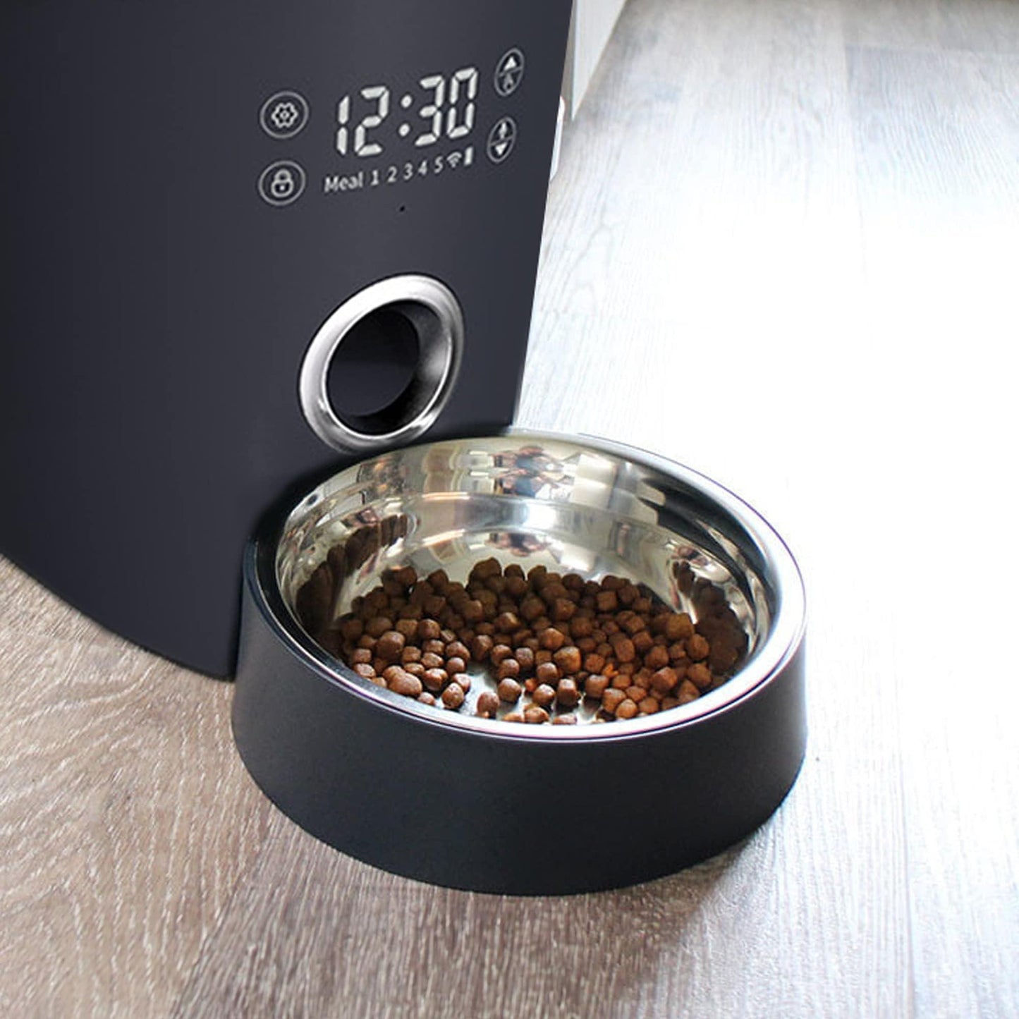 Automatic Cat Feeders for Indoor Cats with Timer. 4L Capacity Black Automatic