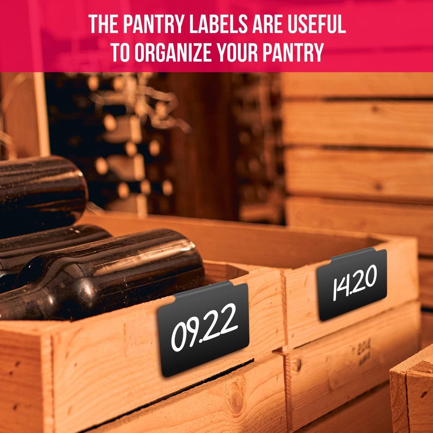 Basket Labels Clip On for Pantry Organization and Storage Baskets Bin Labels