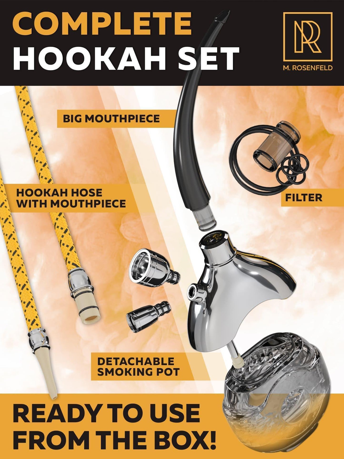 Mini Hookah Set With Everything   Silver Hookah Set   Portable Hookah Set For