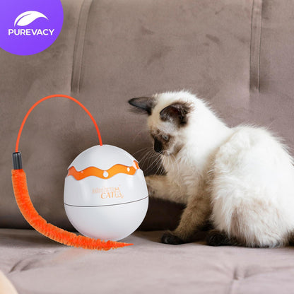 PUREVACY Interactive Cat Toy Dino Egg White Automatic Toy with 360 Degree