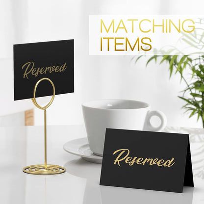 10 Pack Black Reserved Table Signs for Wedding   Gold Foil Reserved Seating