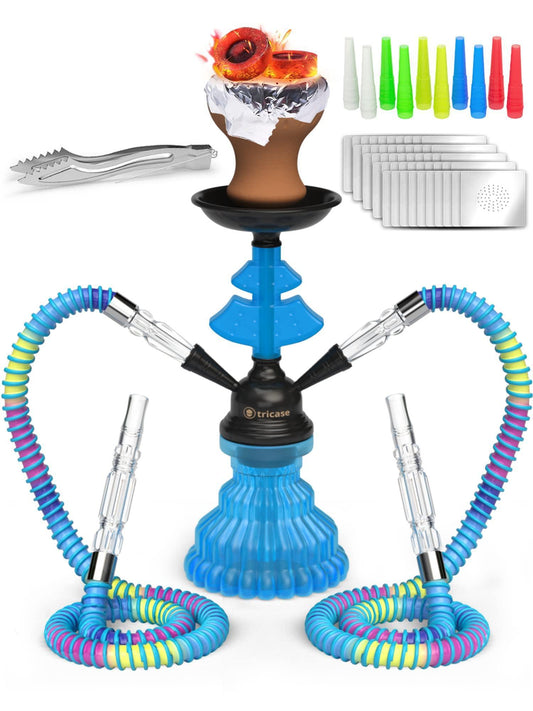 Royal Blue Hookah Set 2 Hose Hookah – LilOne 12” Blue Mini Hookah 2 Hose Hookah